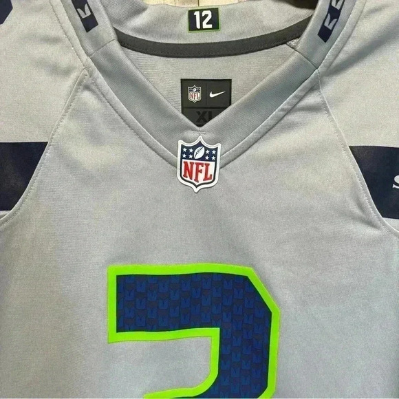 Seattle Seahawks Russell Wilson #3 RARE Nike NFL Jersey XLARGE GRAY/BLUE - Picture 8 of 8